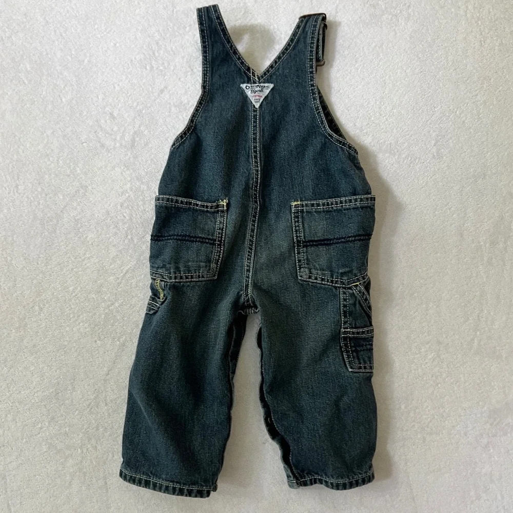 OshKosh B'gosh VTG Overalls Dark Wash Denim Classic Workwear 12 Months